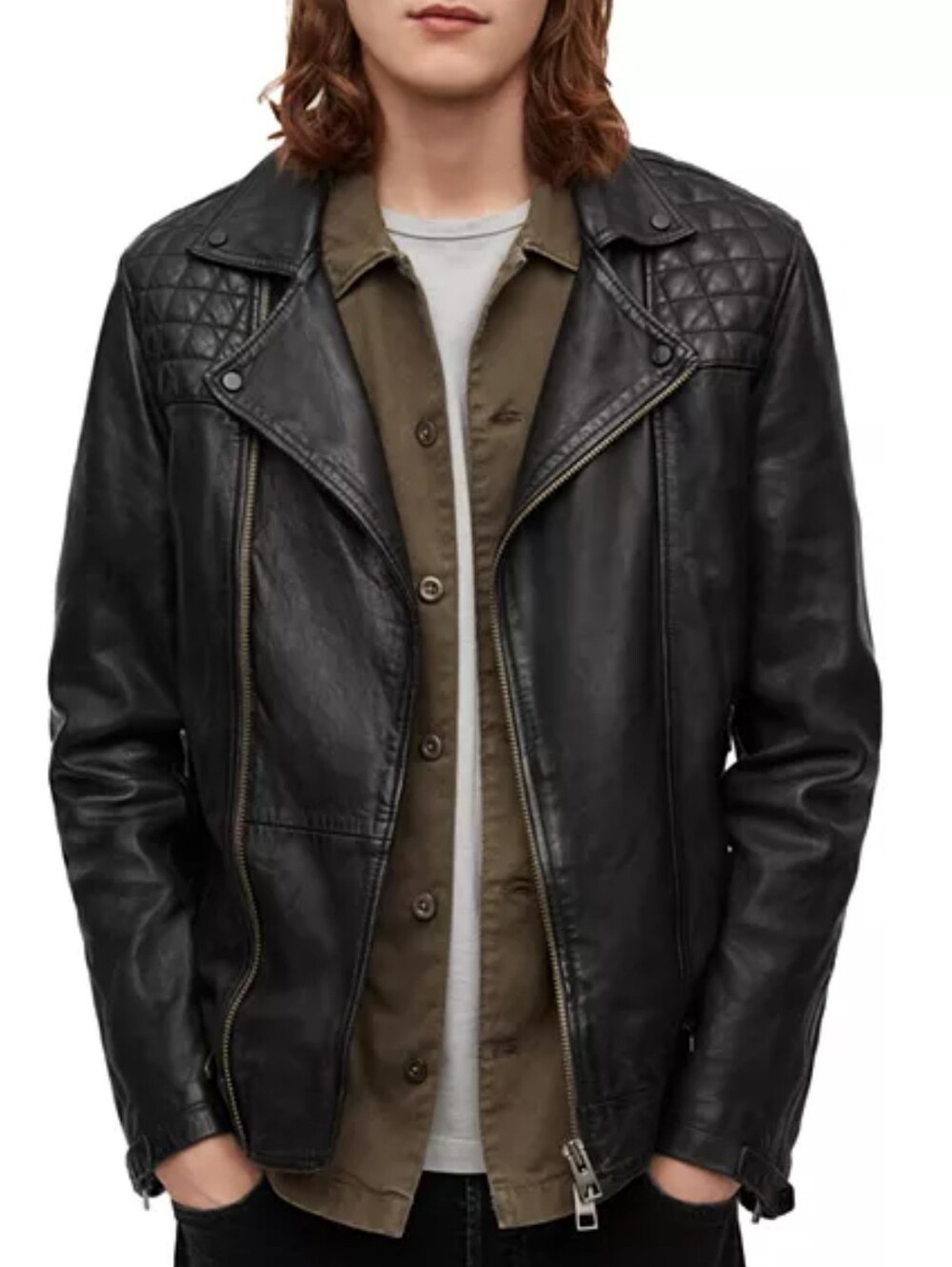 Allsaints Conroy Leather Biker Jacket Size M NWOT Black $550